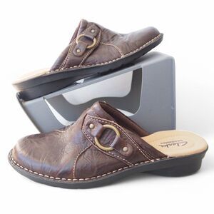 Clarks Bendables Leather Slip-on Mules Brown 60380 Women's 7M